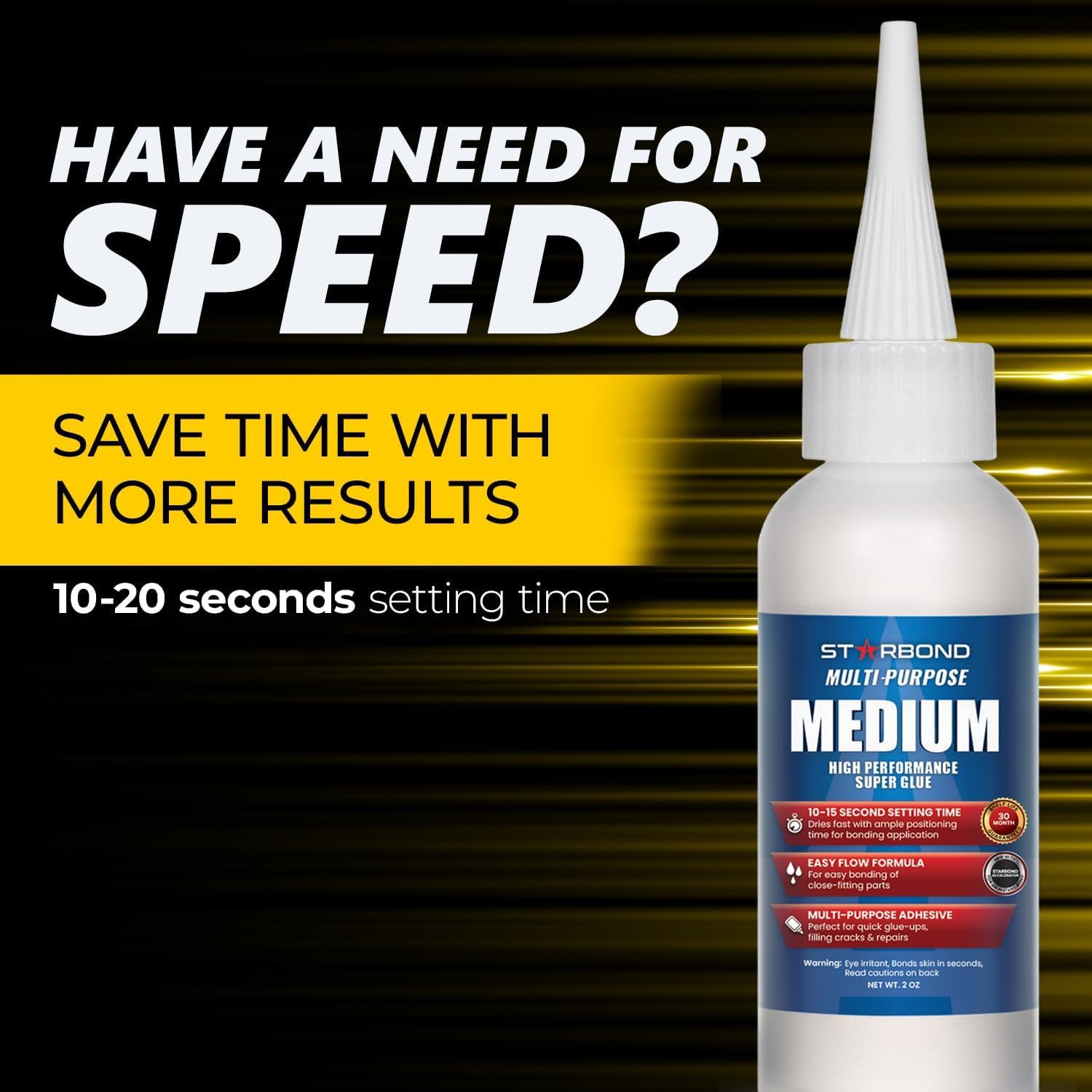 Starbond Medium Super Glue Pro Kit (2 oz) – Strong, Fast-Bonding CA Glue (Cyanoacrylate Adhesive) – with Clog-Resistant Cap, Microtips & Extra Nozzle for Quick Fixes, Woodworking, Hobby Models - Image 3