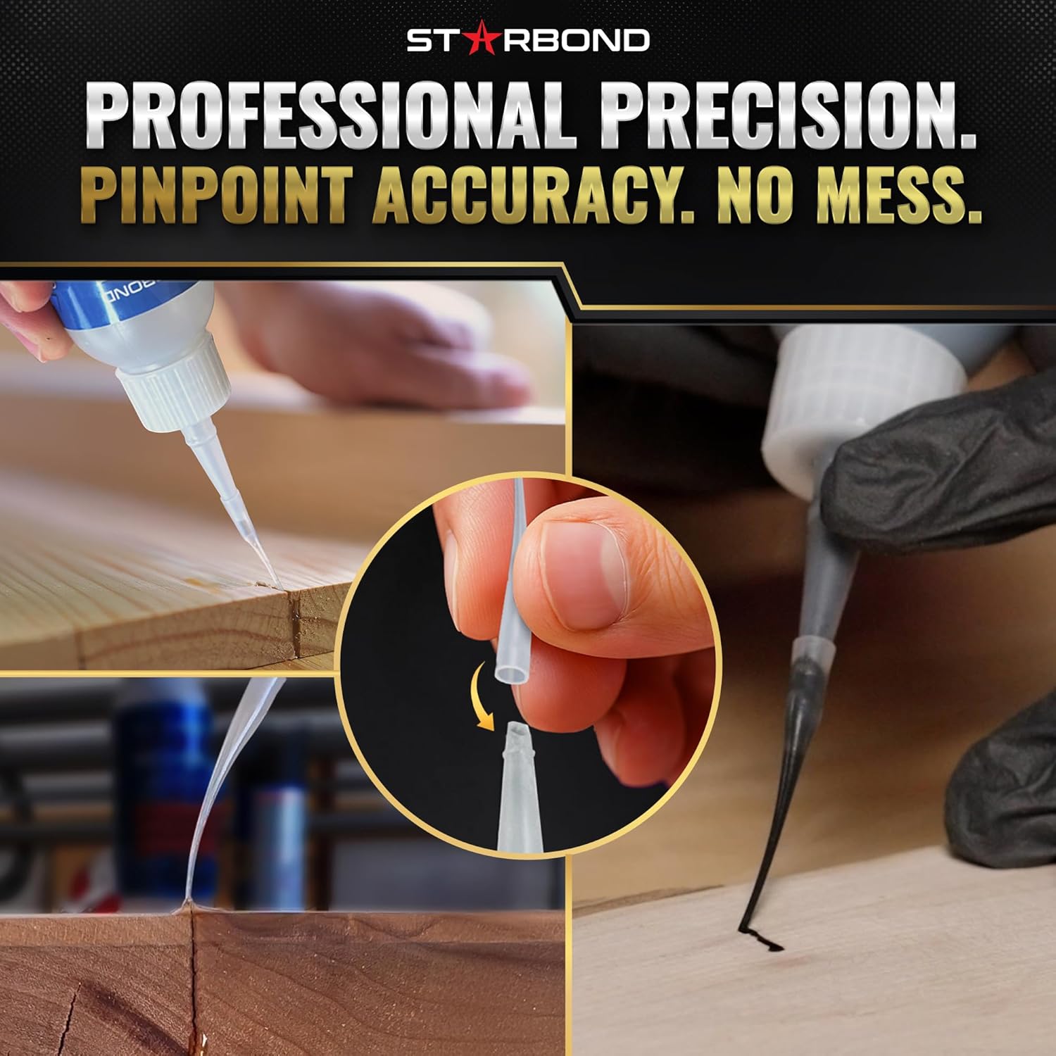 Starbond Medium Super Glue Pro Kit (2 oz) – Strong, Fast-Bonding CA Glue (Cyanoacrylate Adhesive) – with Clog-Resistant Cap, Microtips & Extra Nozzle for Quick Fixes, Woodworking, Hobby Models - Image 4