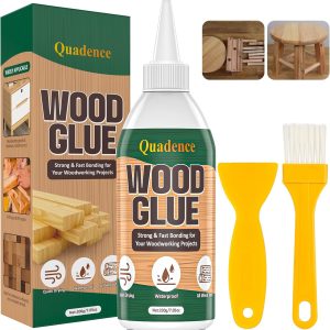 Wood Glue for Furniture Heavy Duty, Quadence Waterproof Wood Glue Fast Drying Super Glue for Woodworking, Furniture Glue for Crafts, Furniture, Baseboard, cabinets, Door, Interior & Outdoor (200g)